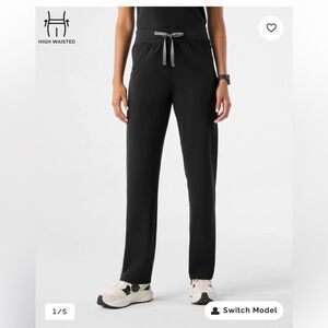 FIGS Women’s Black High-Waisted Livingston Basic Scrub Pants M